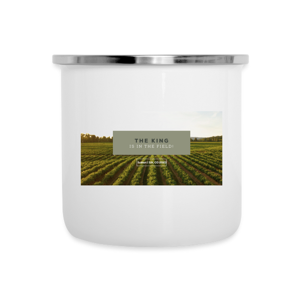 The King is in the Field! Camper Mug - white