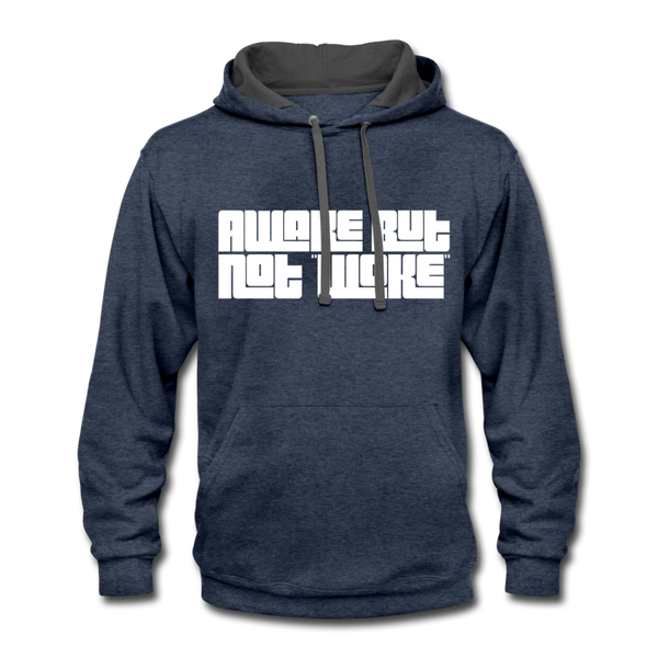 Awake not Woke Hoodie - indigo heather/asphalt