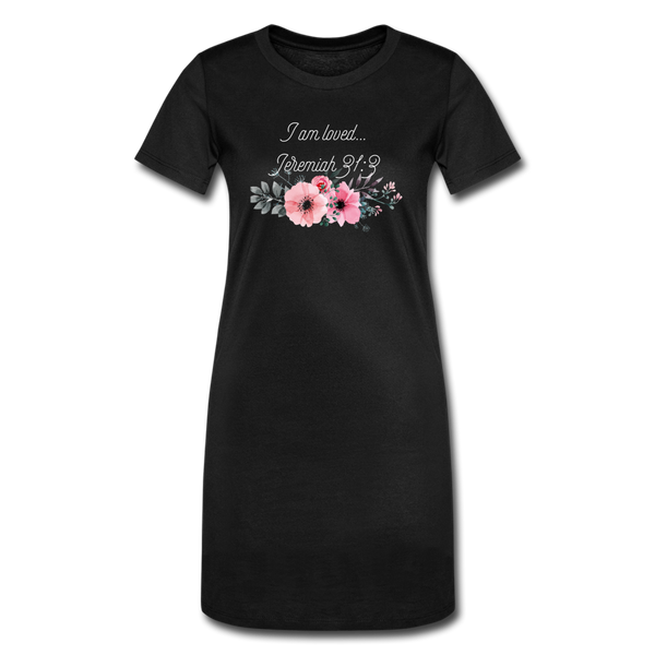 Women's T-Shirt Dress-I Am Loved Floral - black