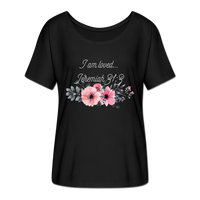 Women’s Flowy T-Shirt-I am loved - black