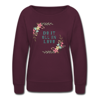 Women’s Crewneck Sweatshirt-Do it all in Love - plum