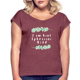 I Am Kind-Women's Roll Cuff T-Shirt - heather burgundy