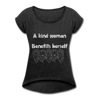 A kind Woman Roll Cuff T-Shirt - heather black