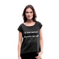 A kind Woman Roll Cuff T-Shirt - heather black