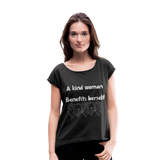 A kind Woman Roll Cuff T-Shirt - heather black