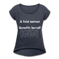 A kind Woman Roll Cuff T-Shirt - navy heather