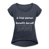 A kind Woman Roll Cuff T-Shirt - navy heather