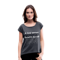 A kind Woman Roll Cuff T-Shirt - navy heather