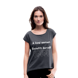 A kind Woman Roll Cuff T-Shirt - navy heather