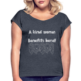 A kind Woman Roll Cuff T-Shirt - navy heather