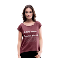 A kind Woman Roll Cuff T-Shirt - heather burgundy