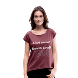 A kind Woman Roll Cuff T-Shirt - heather burgundy