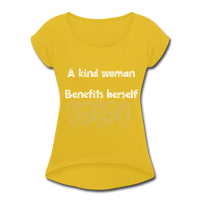 A kind Woman Roll Cuff T-Shirt - mustard yellow