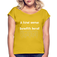 A kind Woman Roll Cuff T-Shirt - mustard yellow