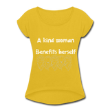 A kind Woman Roll Cuff T-Shirt - mustard yellow