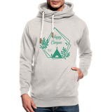 Happy Camper Shawl Collar Hoodie - heather oatmeal