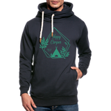 Happy Camper Shawl Collar Hoodie - navy